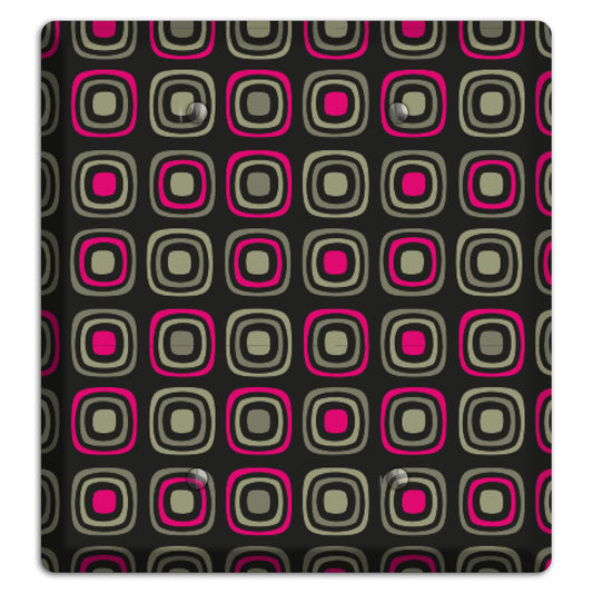 Multi Brown Fuschia Olive Retro Squares 2 Blank Wallplate