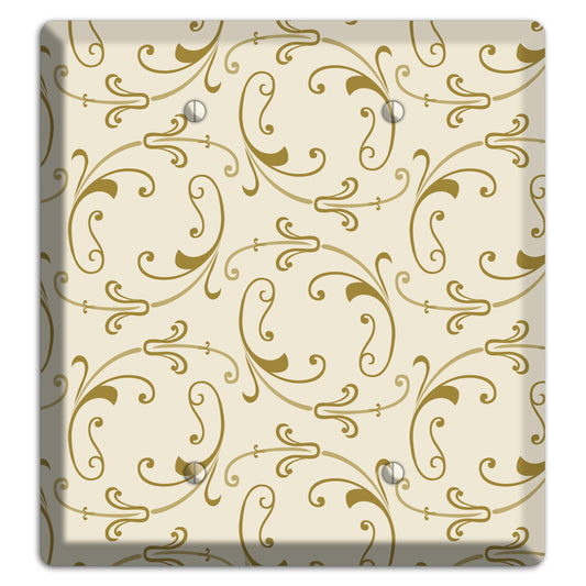 Off White with Gold Victorian Sprig 2 Blank Wallplate