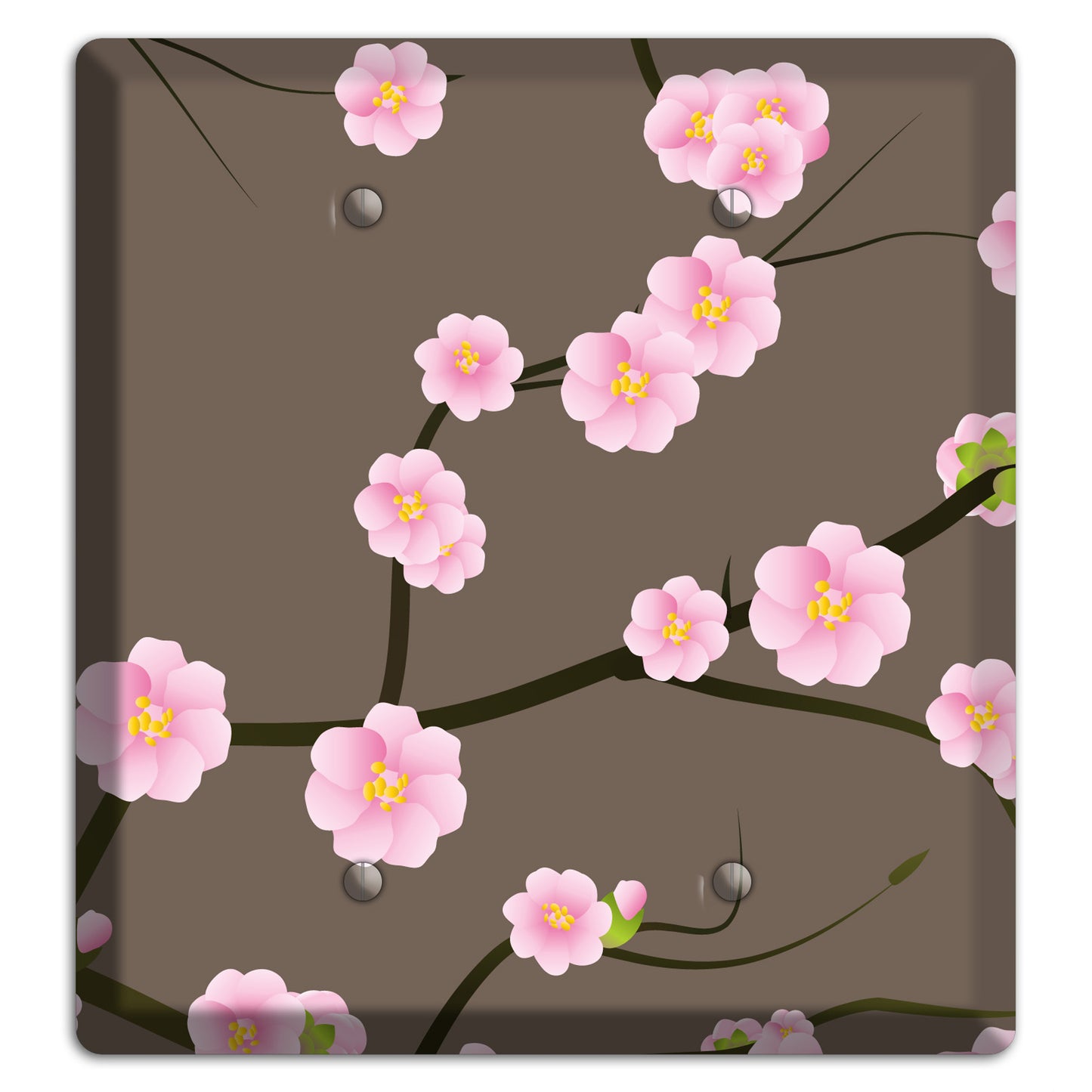 Pink and Brown Cherry Blossoms 2 Blank Wallplate