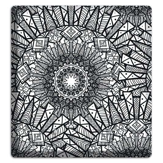 Mandala Black and White Style X Cover Plates 2 Blank Wallplate