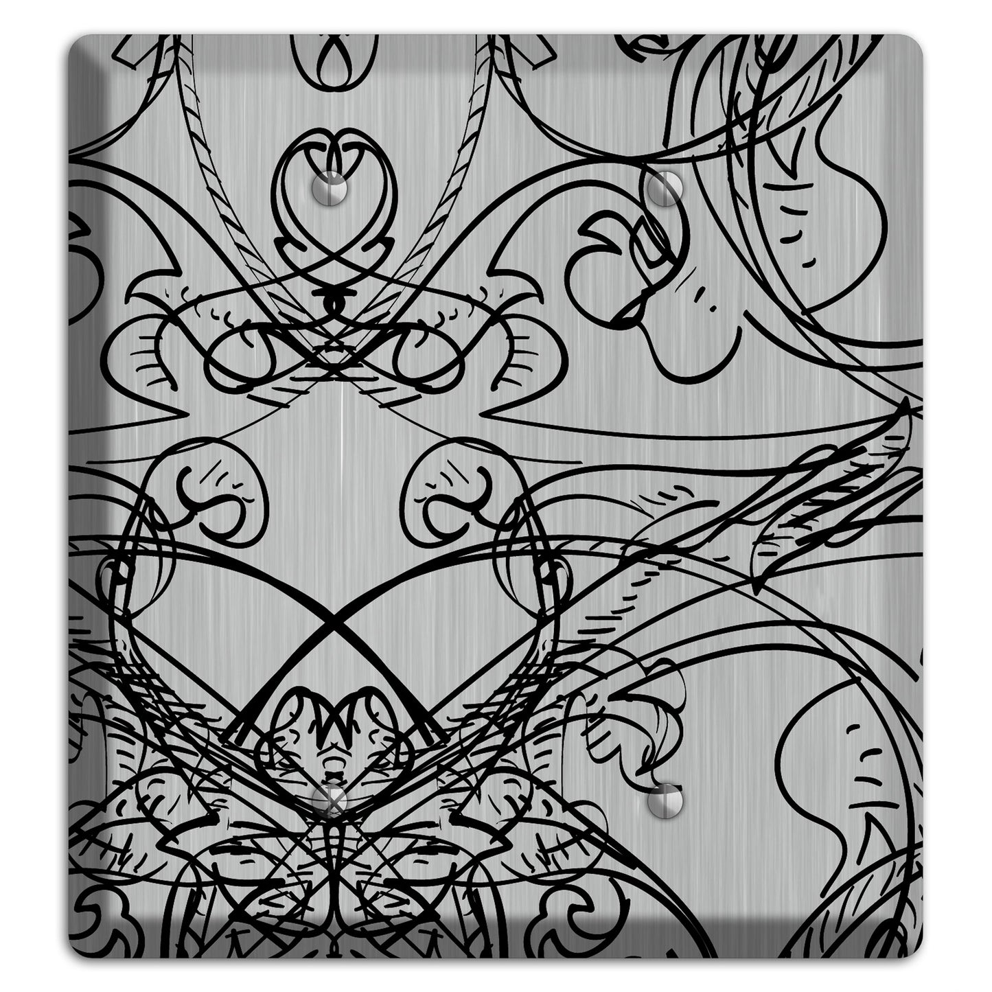 Black Deco Sketch  Stainless 2 Blank Wallplate