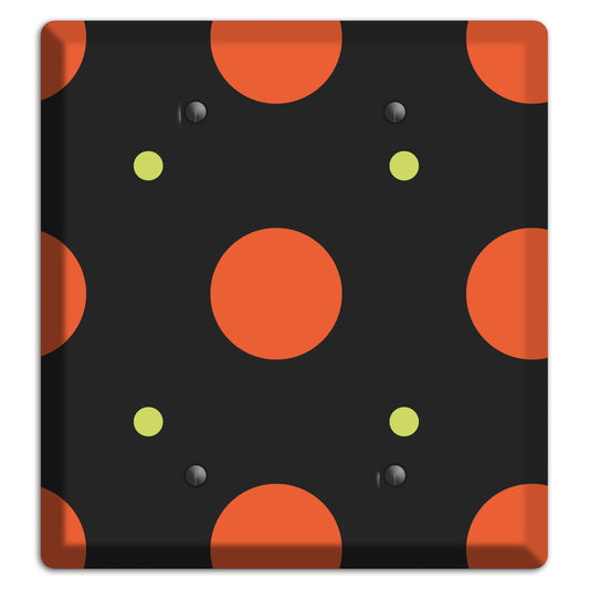 Black wih Orange and Lime Multi Tiled Medium Dots 2 Blank Wallplate