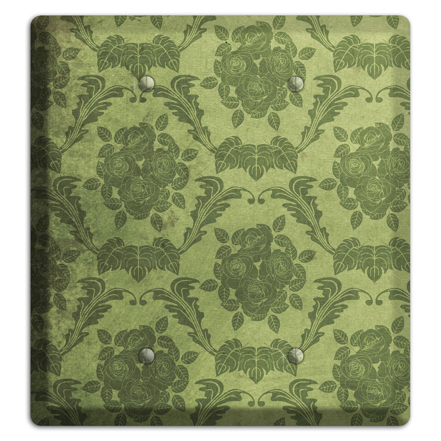 Green Smoke Vintage Rose Damask 2 Blank Wallplate