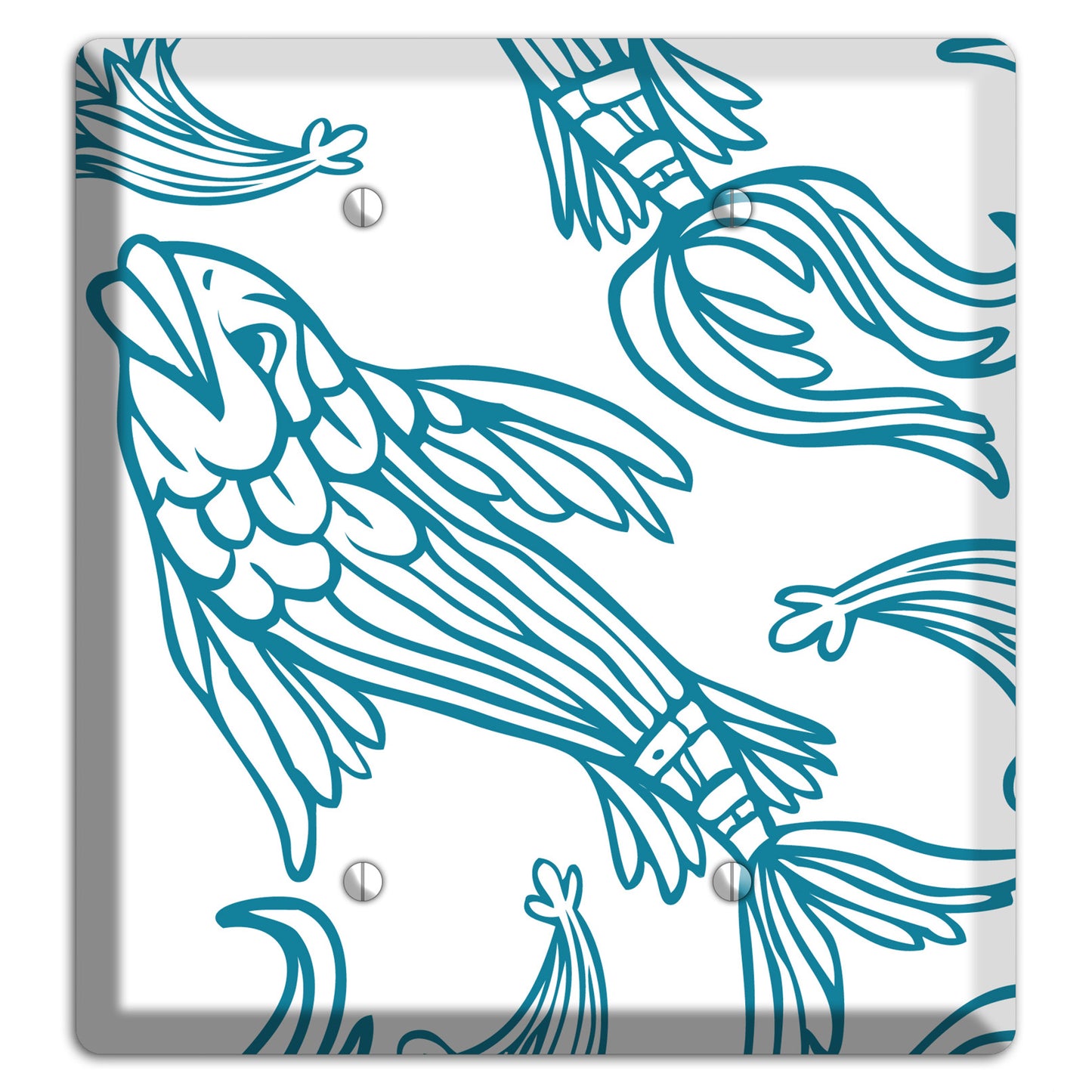 Teal and White Koi 2 Blank Wallplate