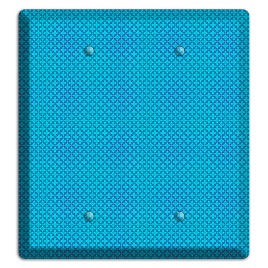 Multi Blue Checkered Quatrefoil 2 Blank Wallplate