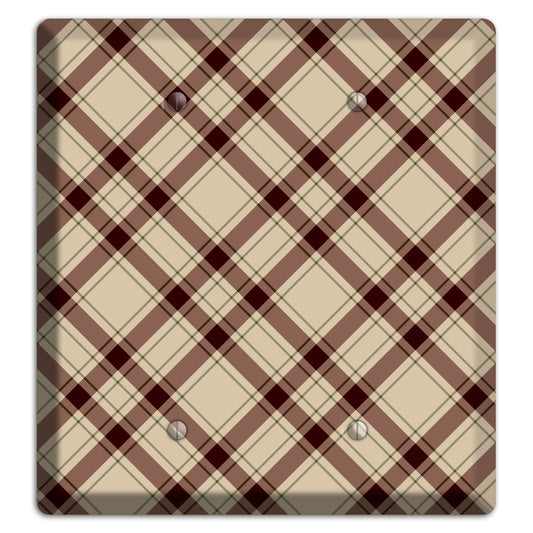 Beige and Brown Plaid 2 Blank Wallplate