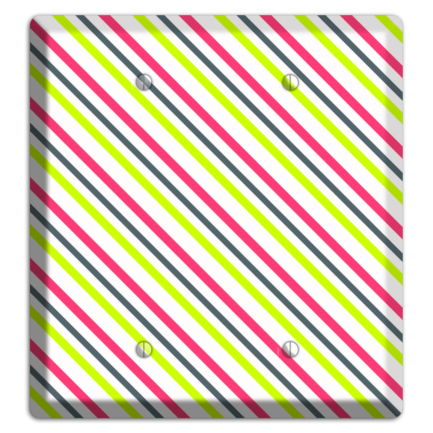 Fuschia and Lime Angled Stripe 2 Blank Wallplate