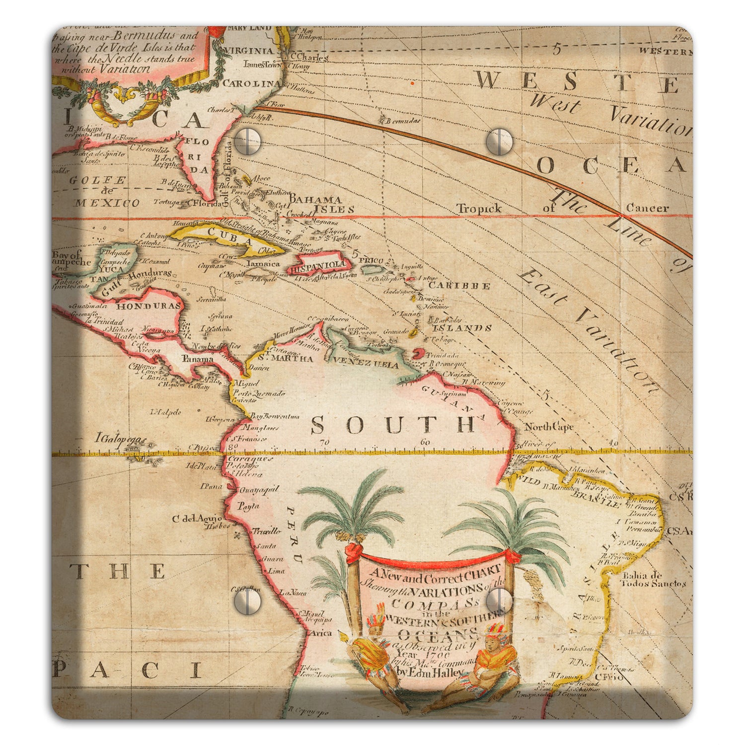 Map of Latin America 2 Blank Wallplate