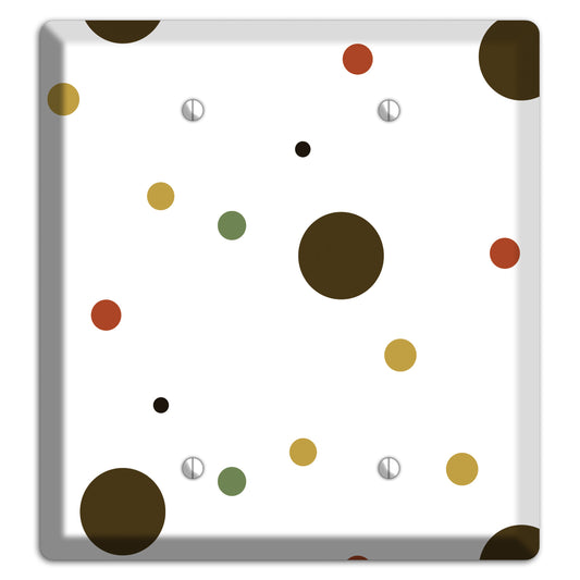 White with Multi Brown Multi Medium Dots 2 Blank Wallplate