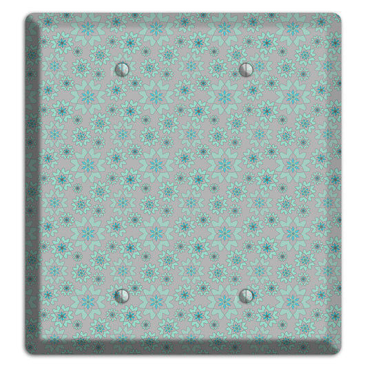 Grey with Tiny Aqua Retro Suzani 2 Blank Wallplate