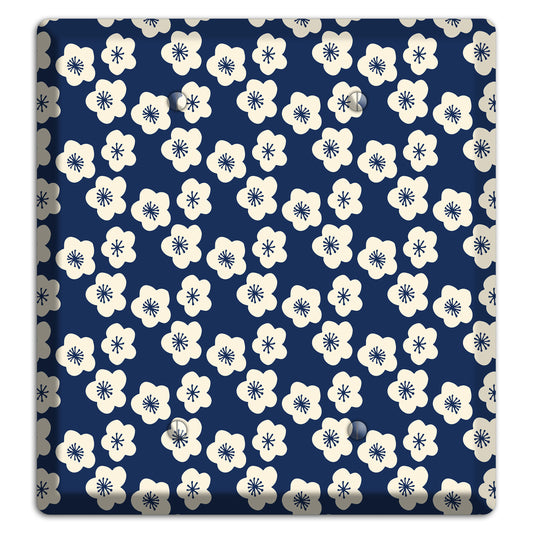 Navy Blossoms 2 Blank Wallplate