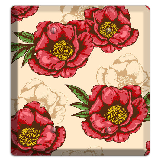 Red Peony Style A 2 Blank Wallplate