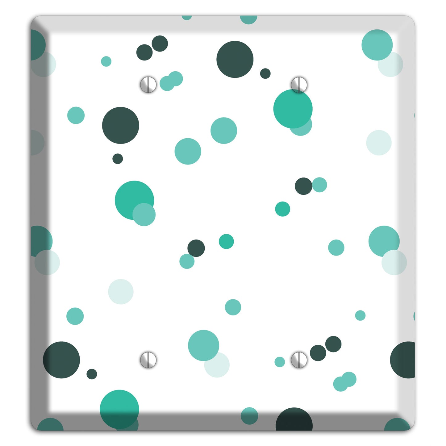 White with Multi Aqua Small Dots 2 Blank Wallplate