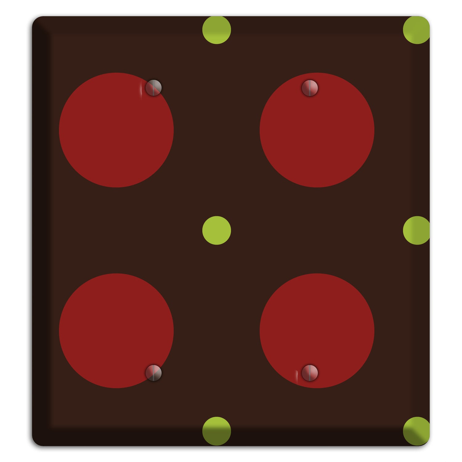 Brown with Red and Green Multi Medium Polka Dots 2 Blank Wallplate