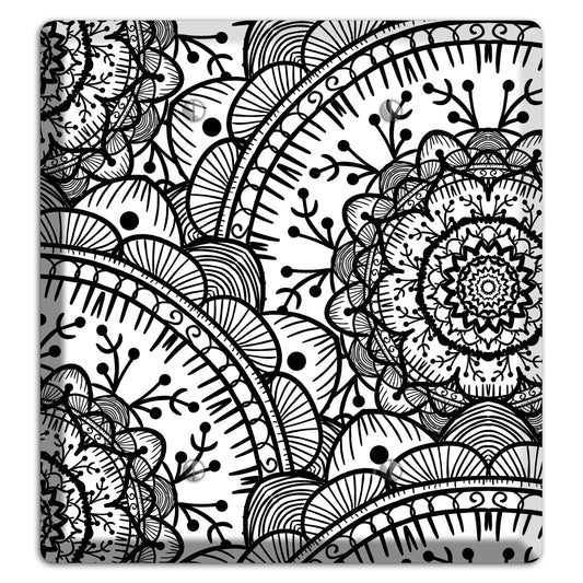 Mandala Black and White Style Q Cover Plates 2 Blank Wallplate