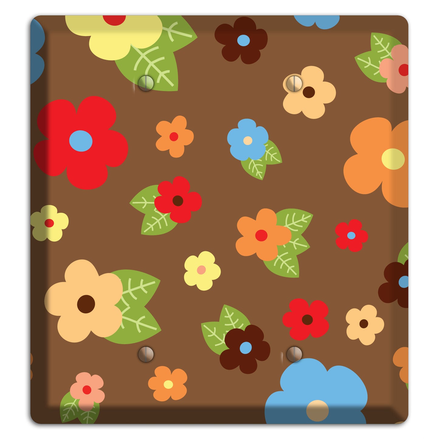 Brown Delicate Flowers 2 Blank Wallplate