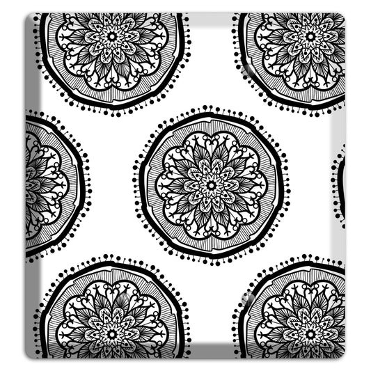 Mandala Black and White Style R Cover Plates 2 Blank Wallplate