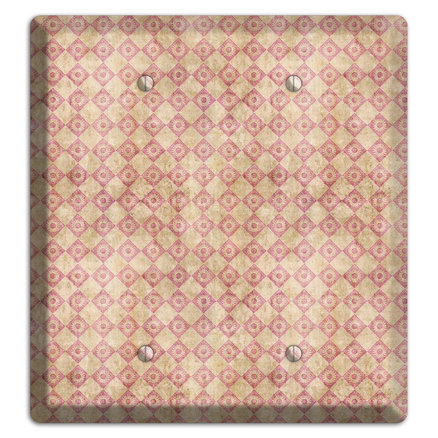 Red and Beige Diamond Circles 2 Blank Wallplate