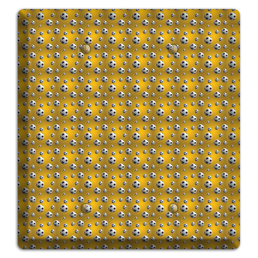 Yellow with Soccer Balls 2 Blank Wallplate