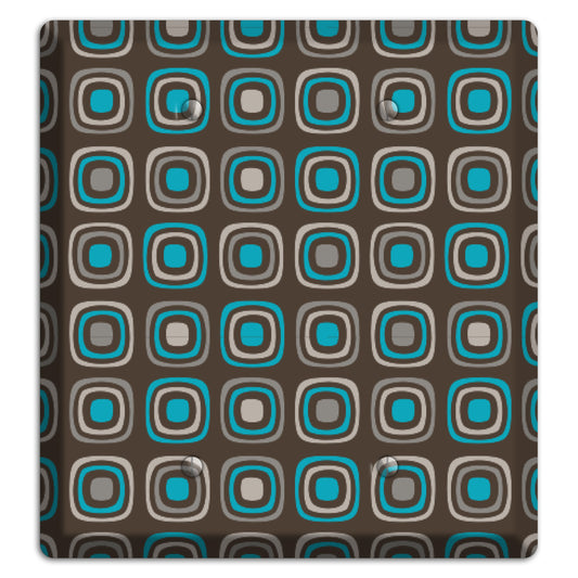 Brown and Blue Rounded Squares 2 Blank Wallplate