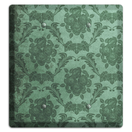 Viridian Green Vintage Rose Damask 2 Blank Wallplate