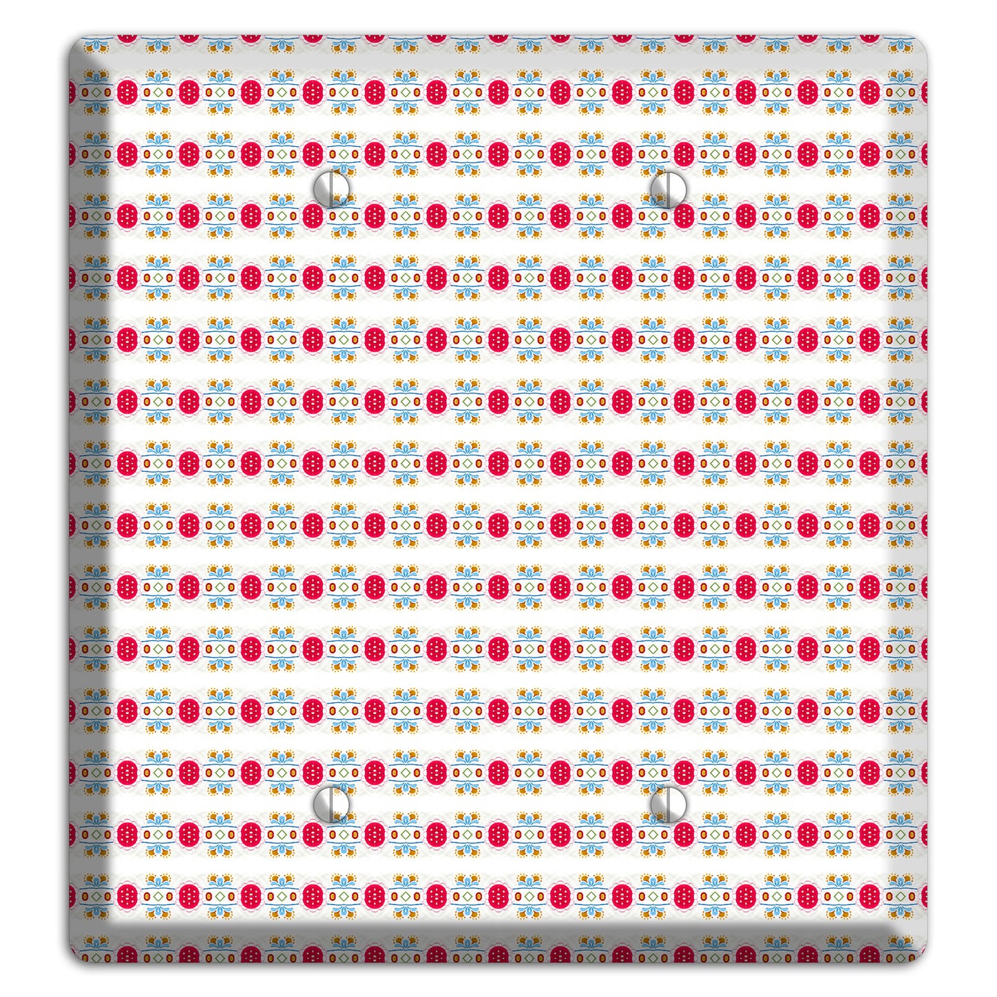 Off White with Red Blue Olive Tapestry 2 Blank Wallplate