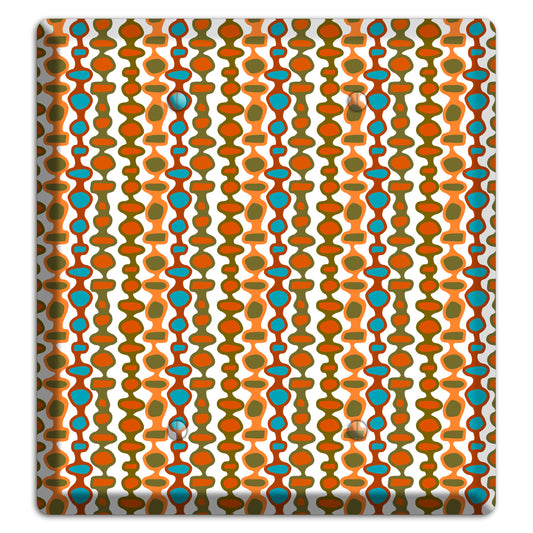 Multi Umber and Dusty Blue Bead and Reel 2 Blank Wallplate