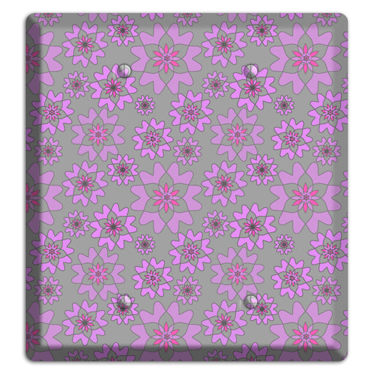 Grey with Purple Retro Suzani 2 Blank Wallplate