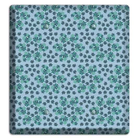 Blue with Multi Green Calico 2 Blank Wallplate