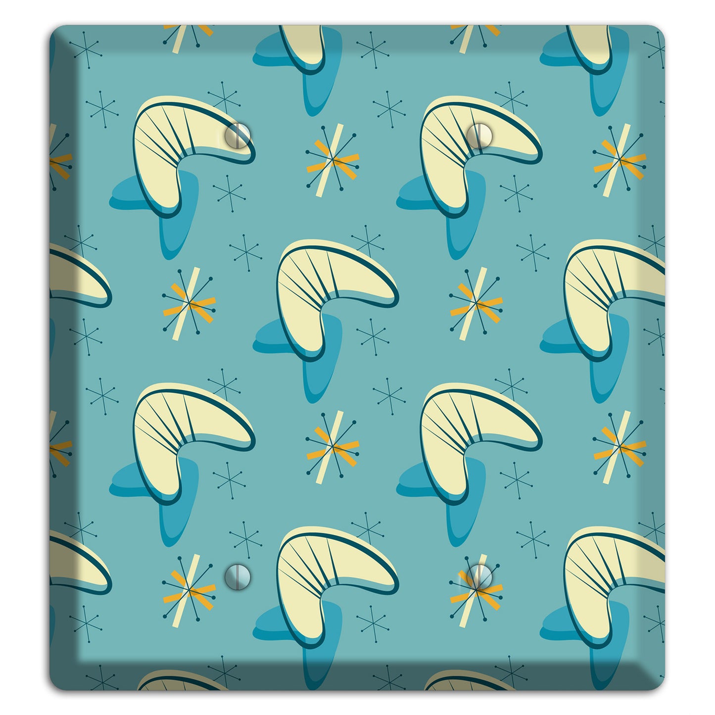 Yellow and Blue Boomerang 2 Blank Wallplate