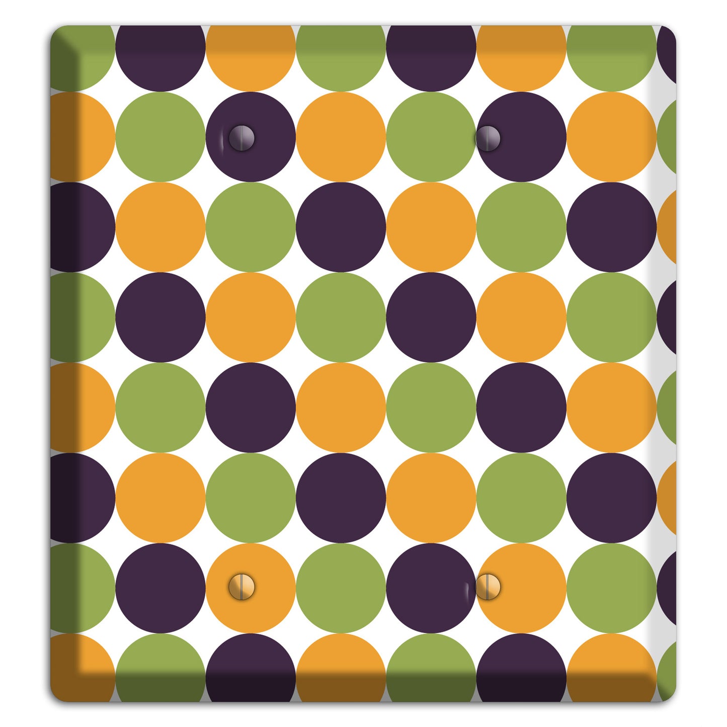 Olive Eggplant Orange Tiled Dots 2 Blank Wallplate