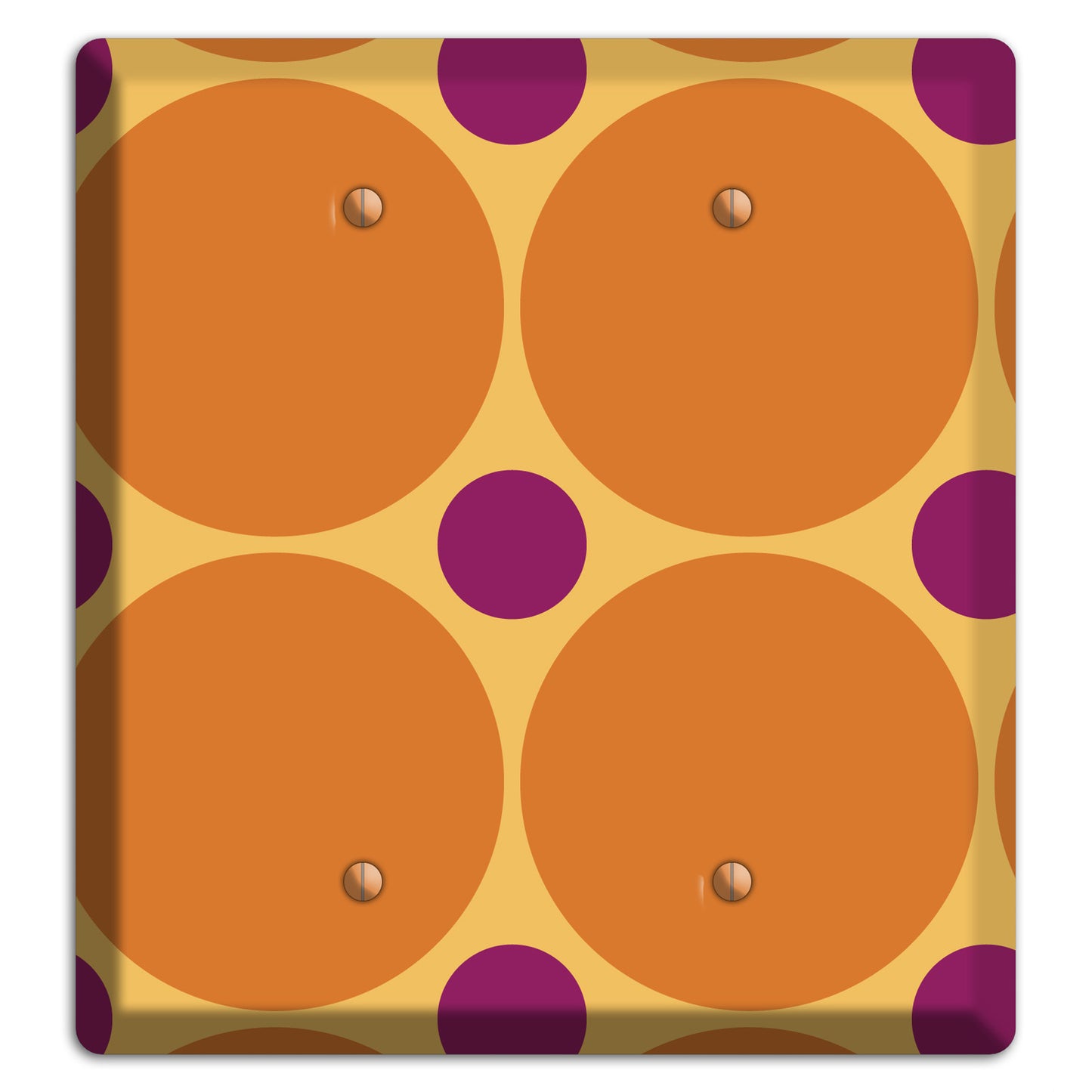 Orange with Umber and Plum Multi Tiled Large Dots 2 Blank Wallplate