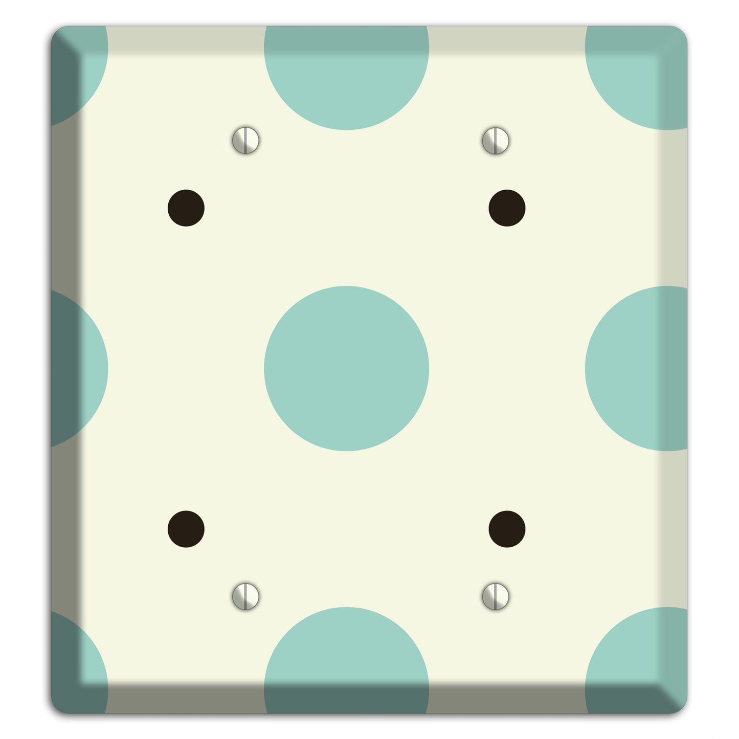 Soft Green with Aqua and Black Multi Tiled Medium Dots 2 Blank Wallplate