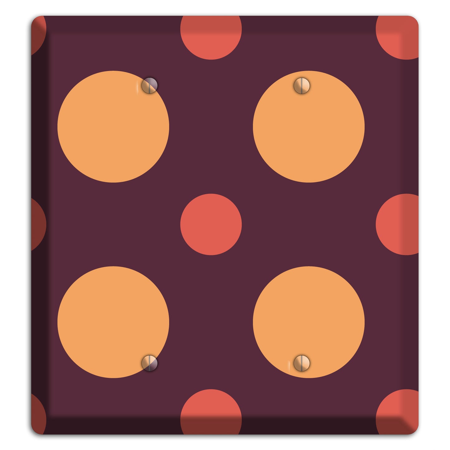 Eggplant with Multi Coral Multi Medium Polka Dots 2 Blank Wallplate