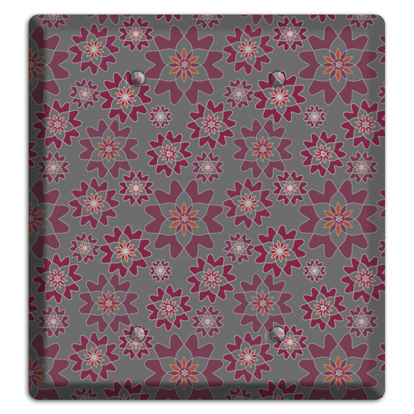 Grey with Burgundy Retro Suzani 2 Blank Wallplate