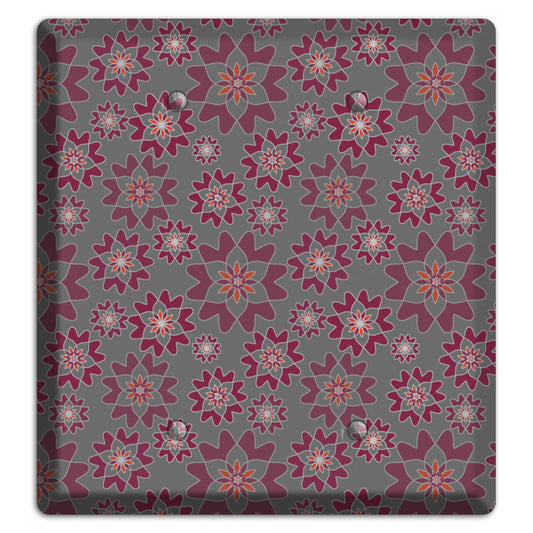 Grey with Burgundy Retro Suzani 2 Blank Wallplate