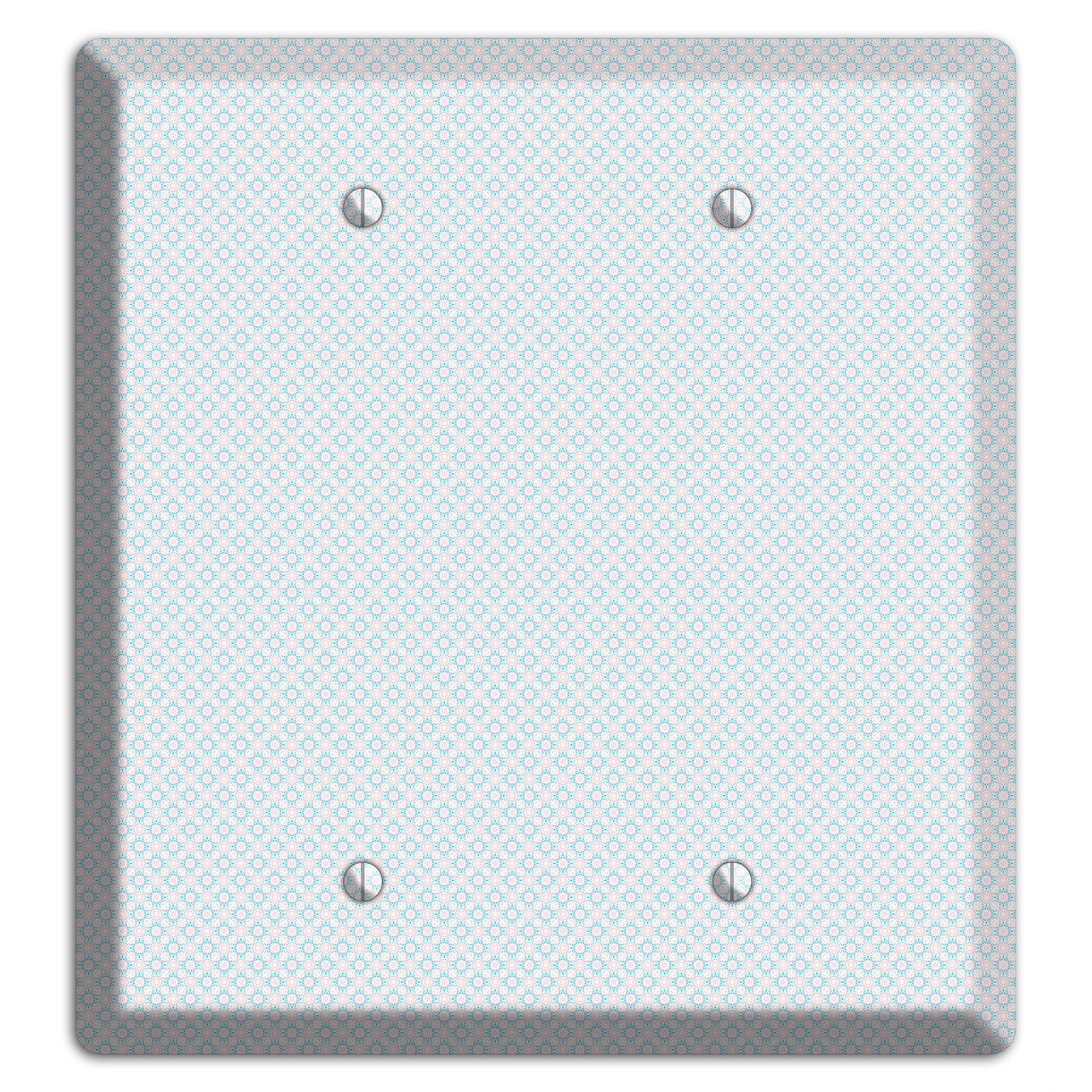 White with Light Blue Tiny Arabesque 2 Blank Wallplate