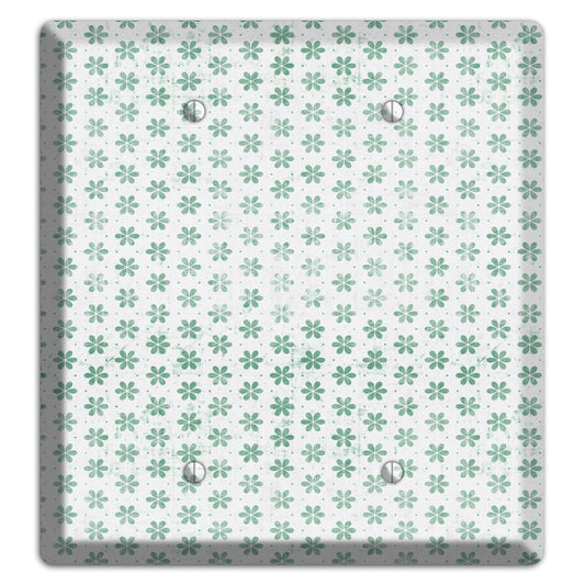 White with Green Grunge Floral Contour 2 Blank Wallplate