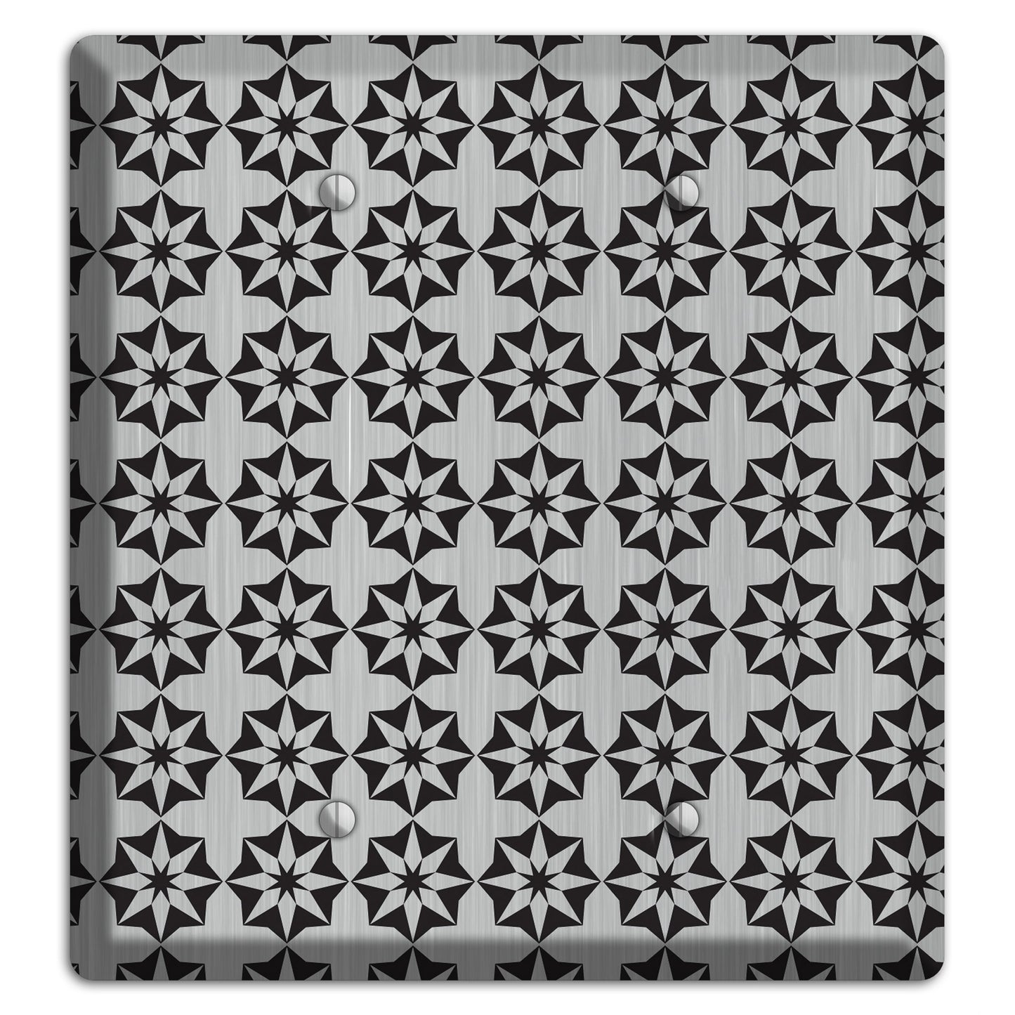 Stainless with Black Foulard 2 Blank Wallplate