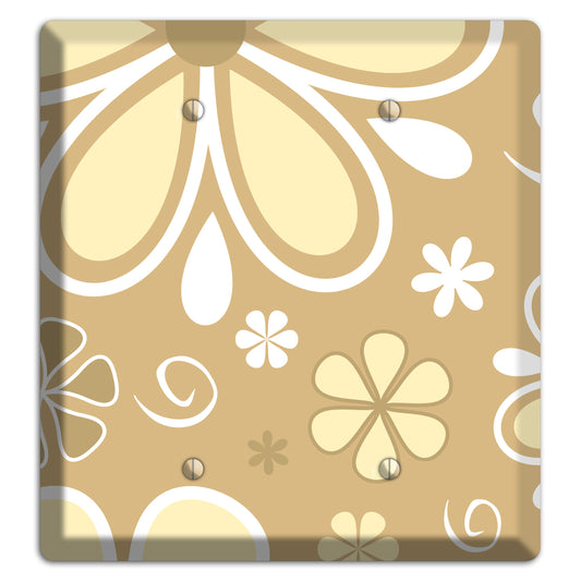 Beige Retro Flowers 2 Blank Wallplate