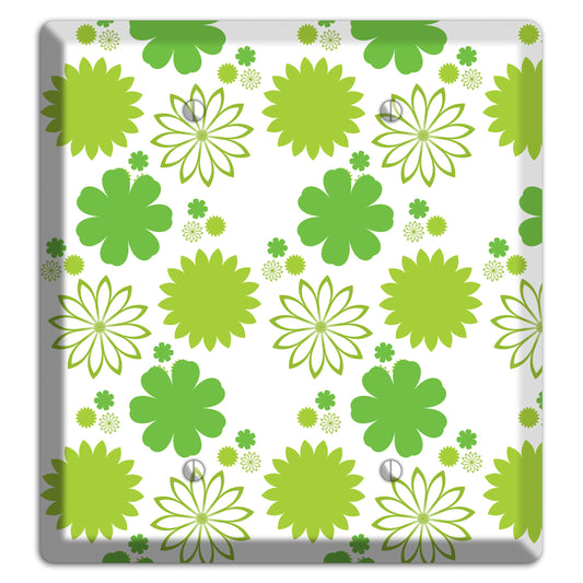 White with Multi Green Floral Contour 2 Blank Wallplate