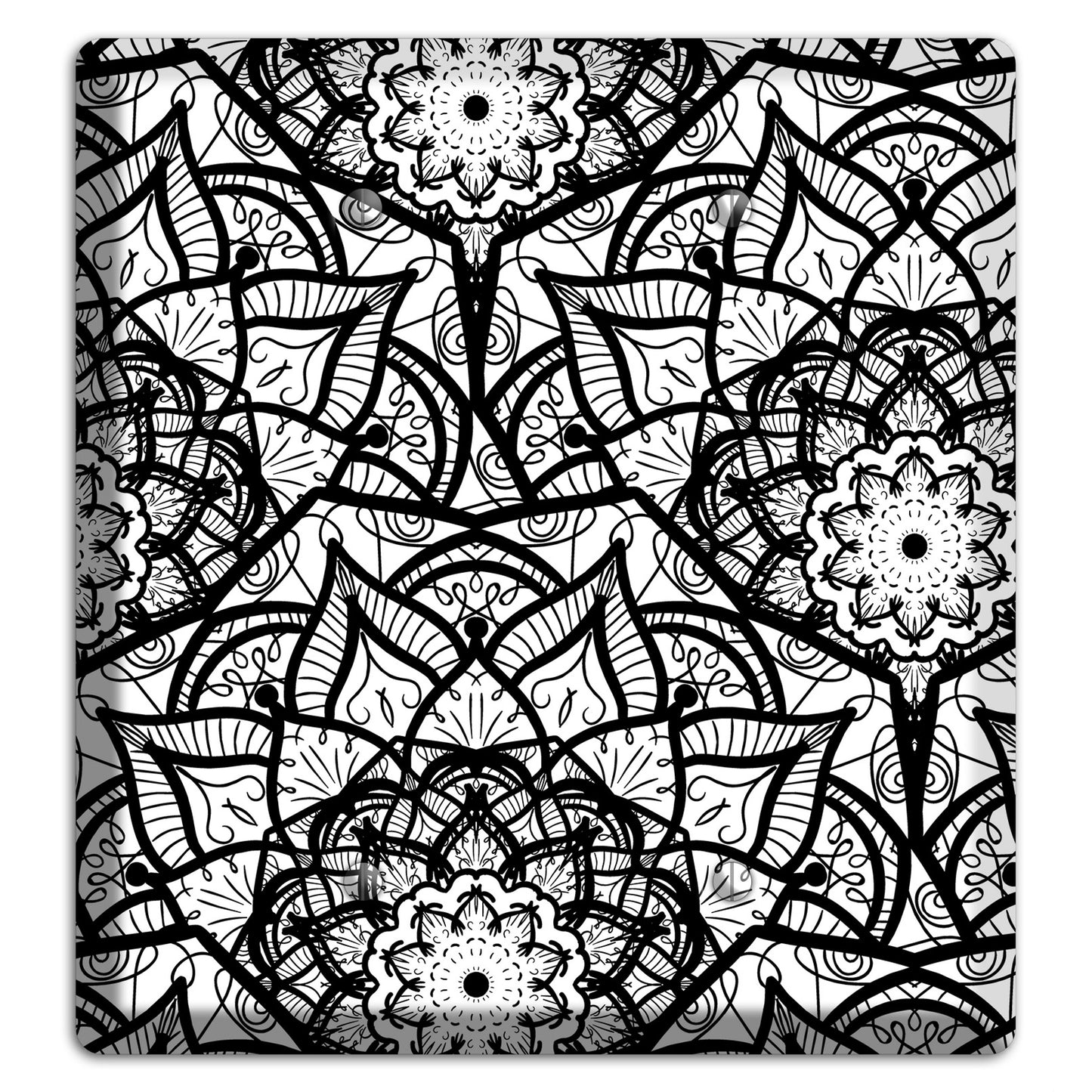 Mandala Black and White Style U Cover Plates 2 Blank Wallplate