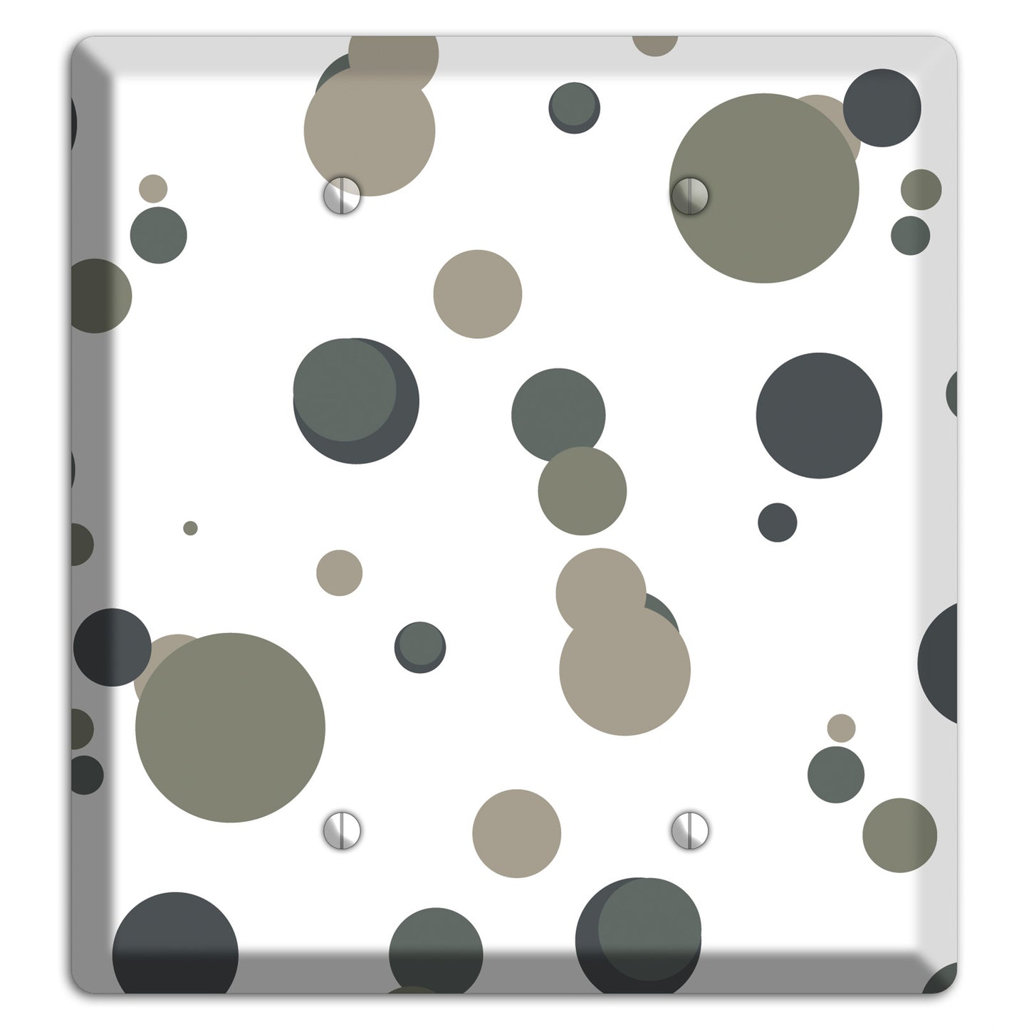 White with Multi Grey Medium Dots 2 Blank Wallplate