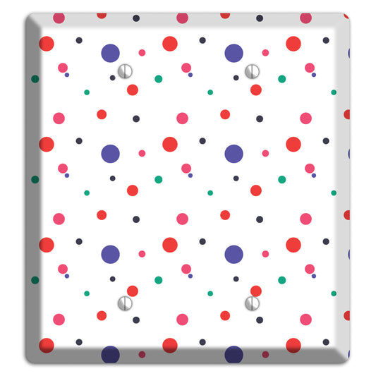 White with Multi Color Small Dots 2 Blank Wallplate