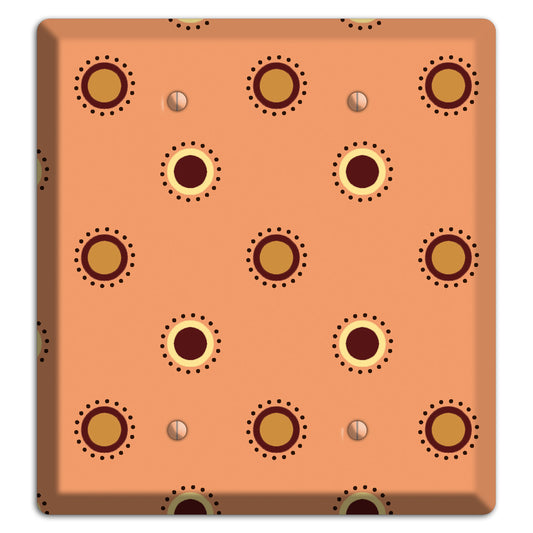 Coral with Multi Brown Suzani Dots 2 Blank Wallplate