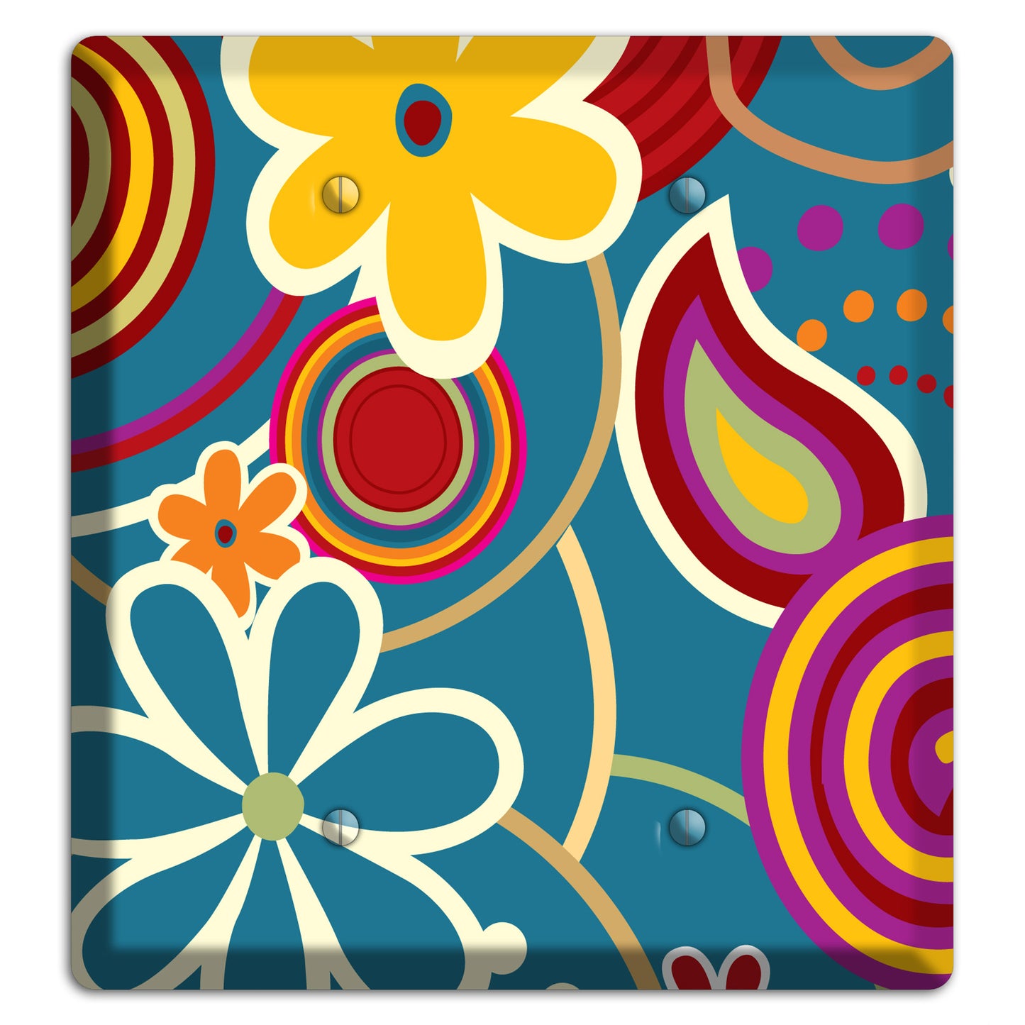 Bold Blue Flowers 2 Blank Wallplate