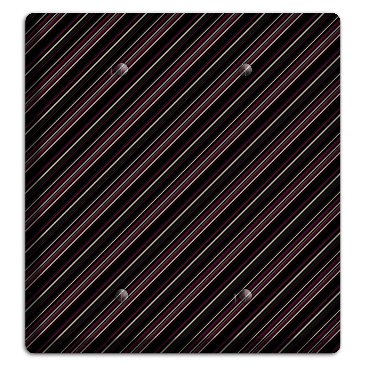 Black with White and Burgundy Angled Pinstripe 2 Blank Wallplate