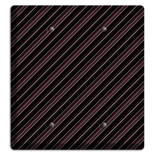 Black with White and Burgundy Angled Pinstripe 2 Blank Wallplate