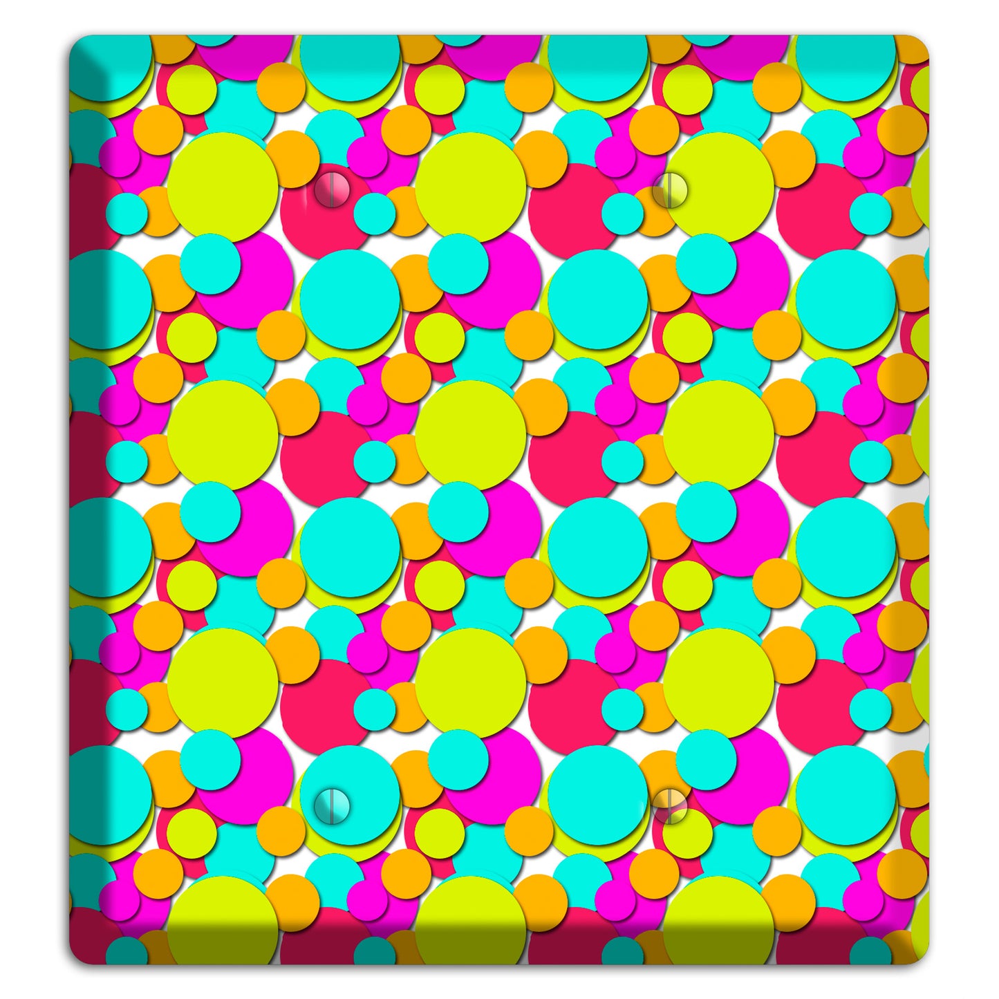 Aqua Fuschia Yellow Red Orange Bubble Dots 2 Blank Wallplate