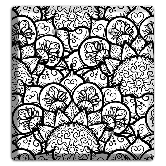 Mandala Black and White Style N Cover Plates 2 Blank Wallplate